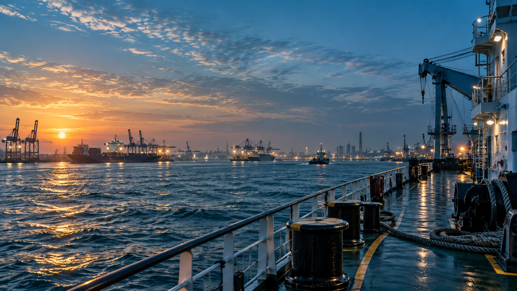 Port and vessel operations scene
